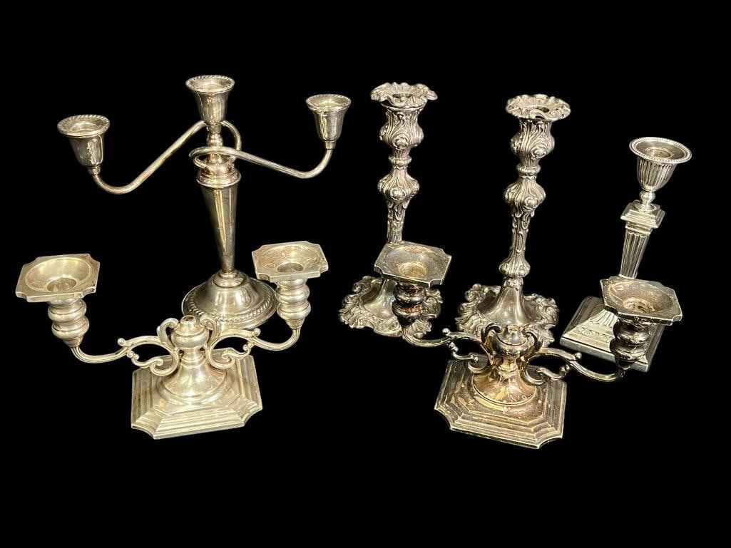 Tiffany & Co. Silver Soldered Candlestick, 3 Weighted Sterling Candelabras and more (1 of 8)