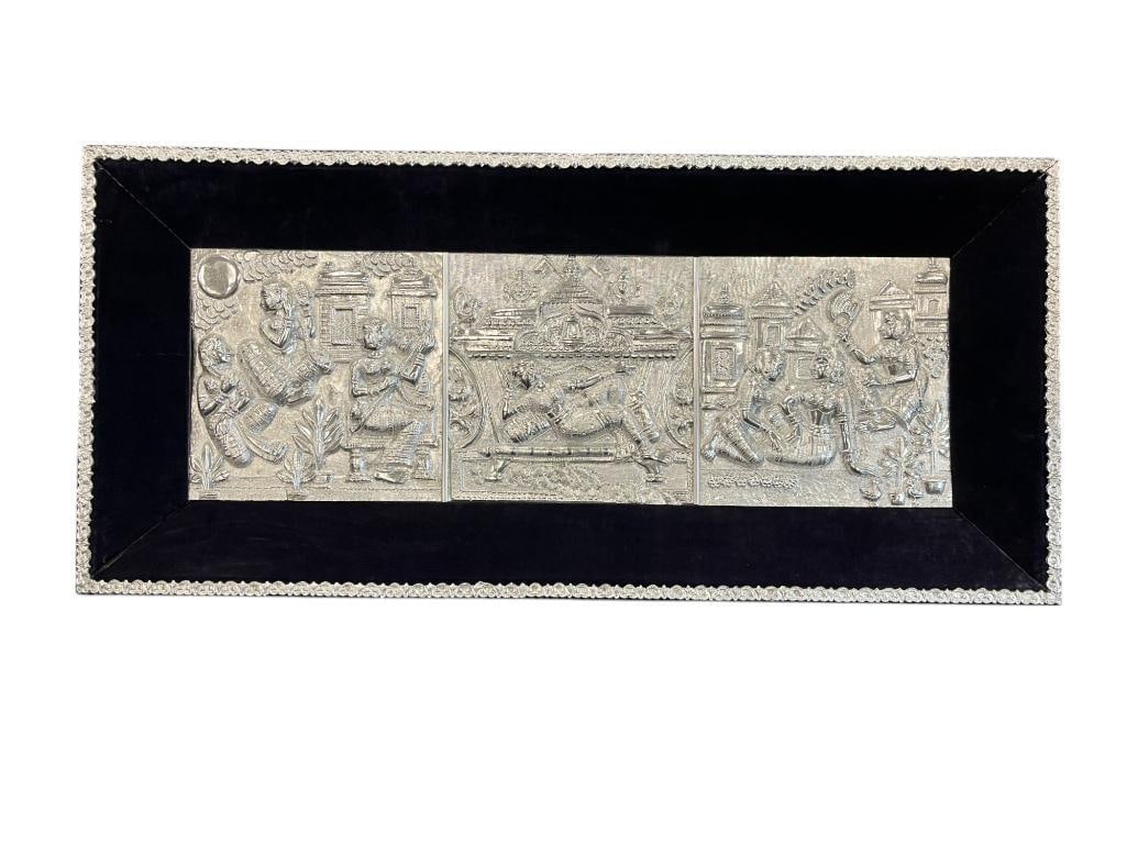 Indian Silver Plated Relief in Velvet Frame (1 of 6)
