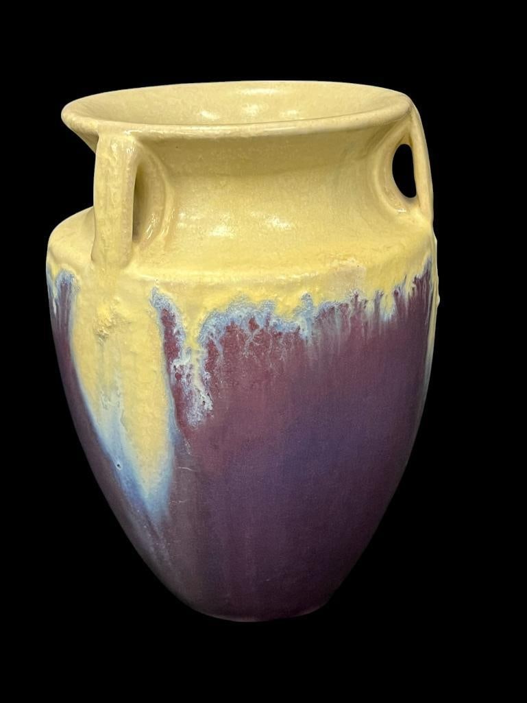 Fulper Pottery 3 Handled Vase: Fulper Pottery 3 Handled Vase. Approx. 6.75 x 5.25 x 5.25 inches.