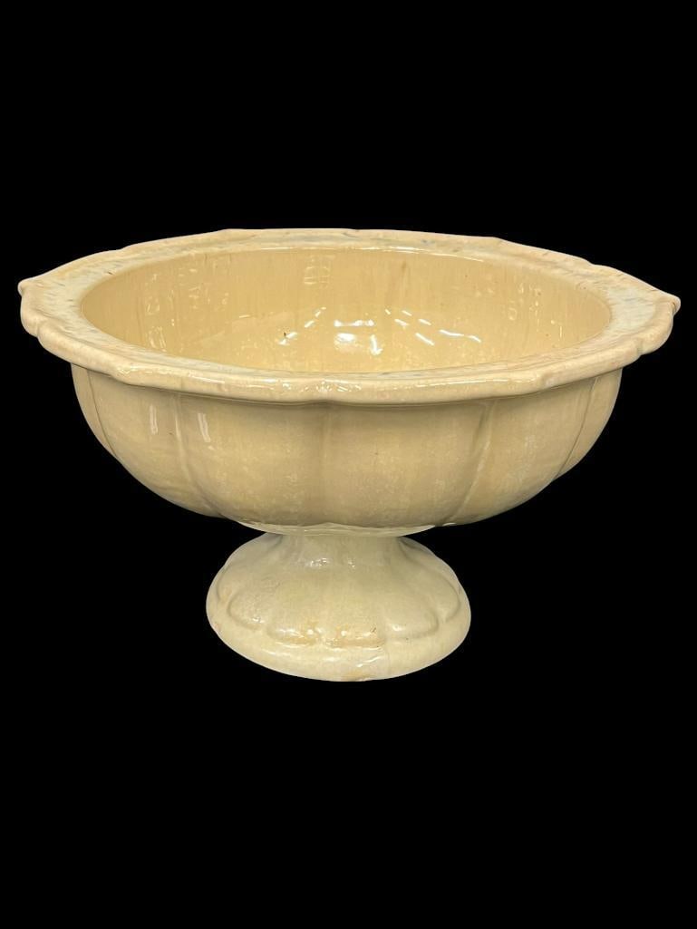 Fulper Pottery Footed Bowl: Fulper Pottery Footed Bowl. Approx. 6 x 11 x 11 inches.