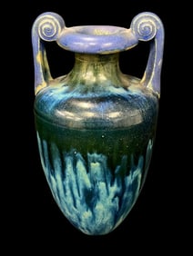 Blue Fulper Pottery 2 Handle Vase