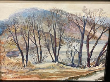 Carlo Nisita Oil on Canvas of a Treed Landscape
