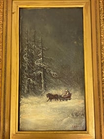 J.B. Flynn Oil on Canvas of a Winter Scene