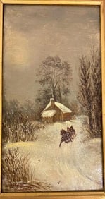 J.B. Flynn Oil on Canvas of a Winter Scene