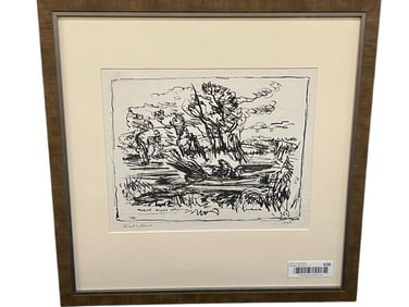Robert Blair Lithograph Marne River France, 1949
