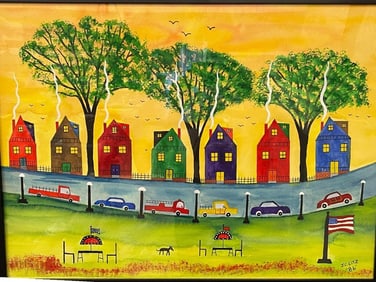 James C. Litz signed Acrylic City Street