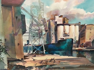 Margaret Mary Martin Watercolor Port of Buffalo '85 #2