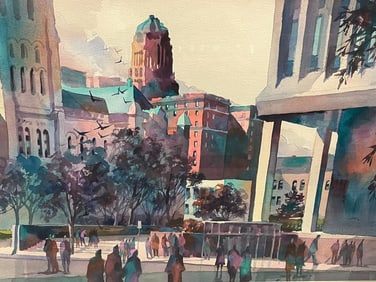 Margaret Mary Martin Watercolor Church Street Shadows