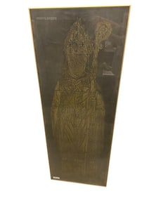 Large Brass Rubbing on Paper of a Bishop