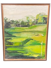 Ron Chretien O.F.M. Impressionist Painting of a Golf Course Oil on Canvas