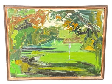 Ron Chretien O.F.M. Impressionist Painting of a Golf Course Oil on Canvas