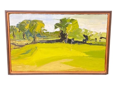 Ron Chretien O.F.M. Impressionist Painting of a Golf Course Oil on Board