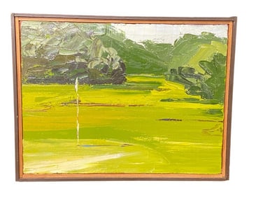 Ron Chretien O.F.M. Impressionist Painting of a Golf Course Oil on Board