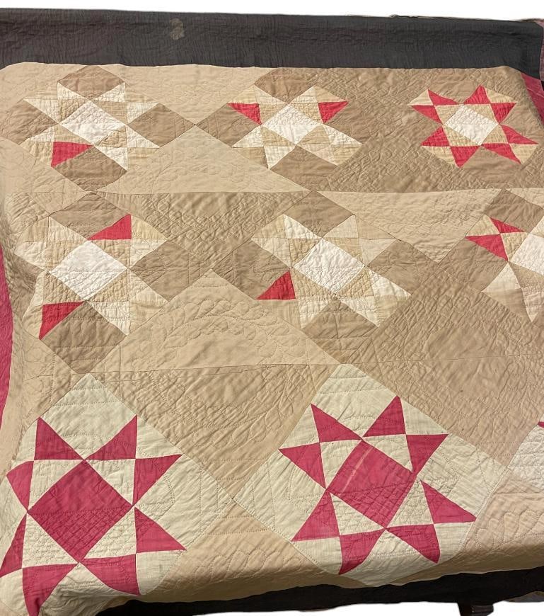 Antique Quilt with Board for Wall Hanging: Antique Quilt with Board for Wall Hanging. Approx. 79 x 73 inches.