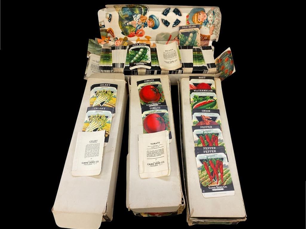 Large Group of Card Seed Co. Packs from Fredonia NY: Large Group of Card Seed Co. Packs from Fredonia NY. Approx. 4000 Packs. Pole Beans, Tomato, Celery and Leek packs.