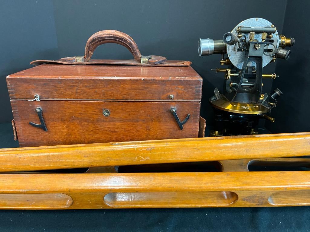 Bausch, Lomb, Saegmuller Co. Surveyors Transit with Case and Tripod: Bausch, Lomb, Saegmuller Co. Surveyors Transit with Case and Tripod.