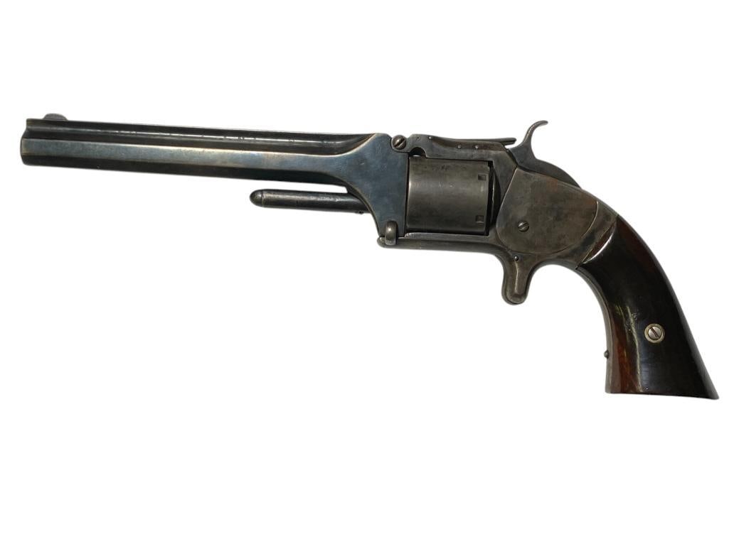 Smith + Wesson Tip Up 32 Antique Black Powder Revolver: Smith + Wesson Tip Up 32 Antique Black Powder Revolver, 6" barrel, total approx. 11" l
