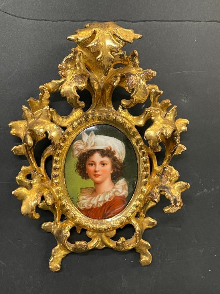 Beautiful Painting on Porcelain signed Rau (1 of 4)