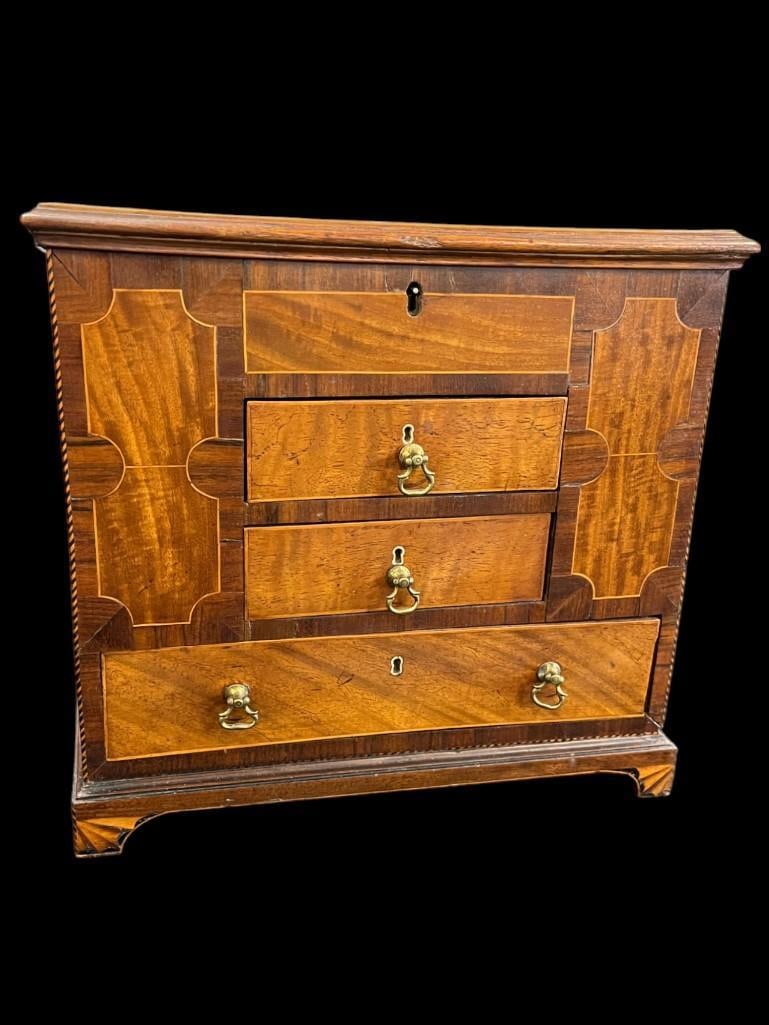 Wonderful Walnut Jewelry Chest with Inlay: Wonderful Walnut Jewelry Chest with Inlay. Approx. 11 x 10 x 9.5 inches.