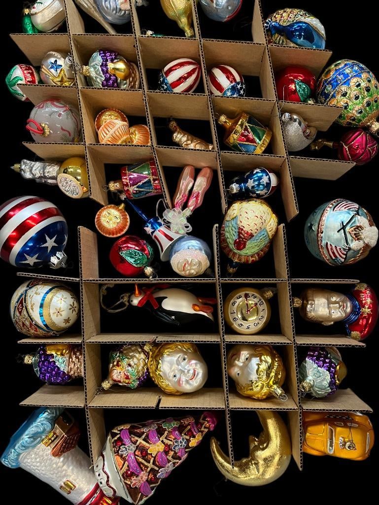 Christmas Ornaments including Christopher Radko: Christmas Ornaments including Christopher Radko. Approx. 61 pieces.