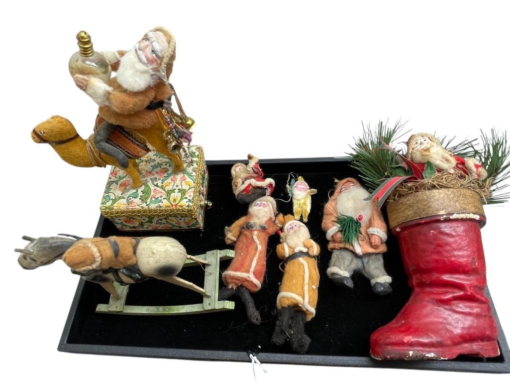 Felt Santas with Paper Mache faces etc: Felt Santas with Paper Mache faces etc