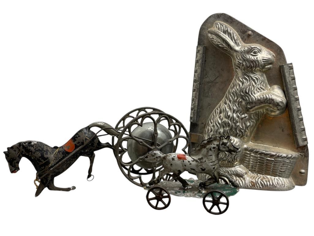 2 Tin Horse Toys and Rabbit Chocolate Mold (1 of 7)