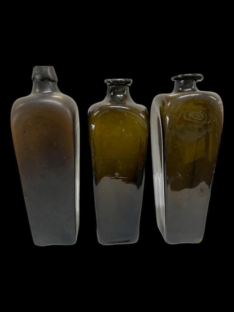 3 Early Blown Brown Bottles: 3 Early Blown Brown Bottles.
