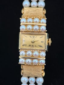 Lucien Piccard 14k Gold and Pearls Ladies Watch