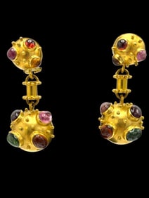 Temple St. Clair 18k Gold Cosmos Double Drop Earrings