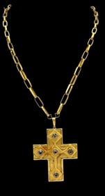 Vintage Unique Burle Marx & Bruno Guidi 18k Gold Cross and Chain