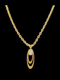 18k Gold Necklace with Diamond Pendant