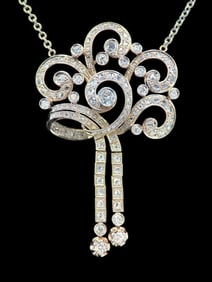 Fabulous 14k Gold Necklace with Large Group of Diamonds