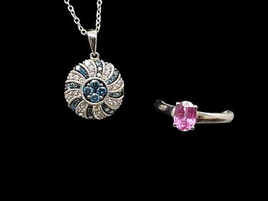 Platinum Rhapsody Ring and Sterling Silver Necklace