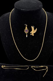 14k Gold Necklaces, Eagle Charm, Pendants etc