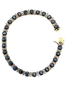 14k Gold Diamonds and Sapphires Bracelet