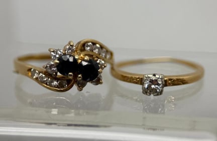 Two 14k Gold Rings with Diamonds