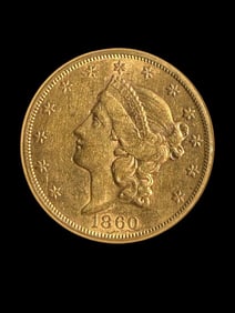 1860 S Gold Liberty Double Eagle Coin