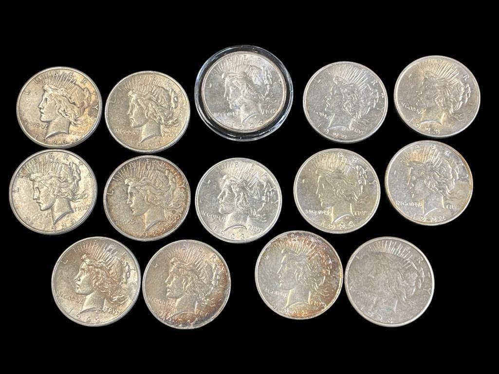 14 U.S. Silver Peace Dollars (1 of 8)