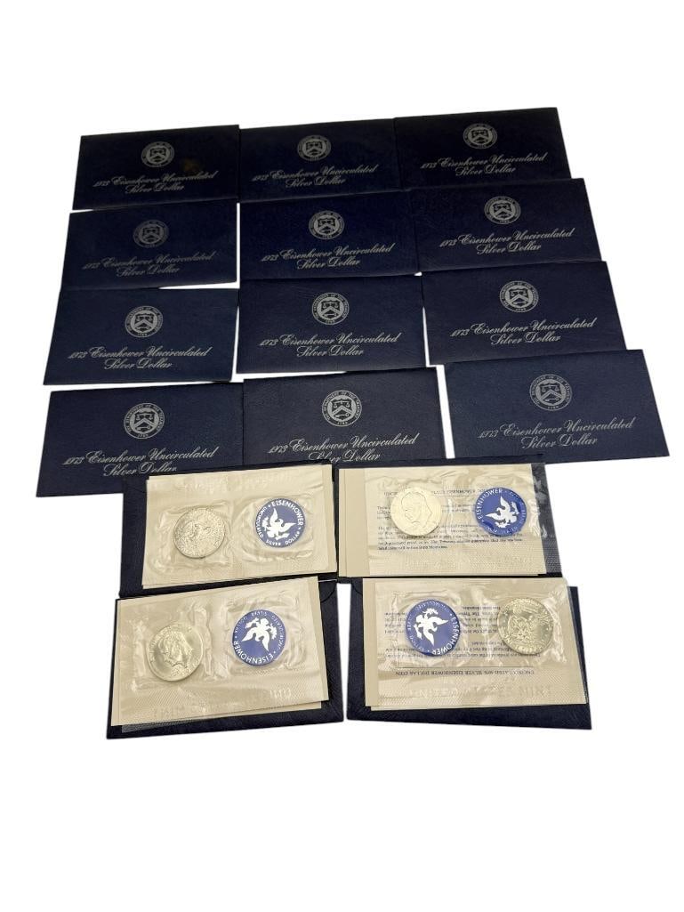 Group of 1973 Eisenhower Uncirculated Silver Dollars (1 of 4)