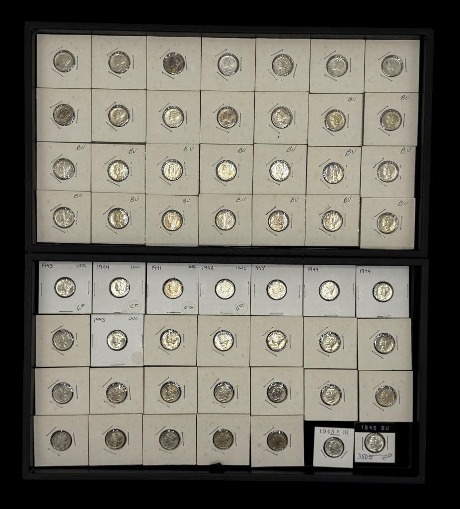 Group of Mercury Silver Dimes including 1945 (1 of 12)