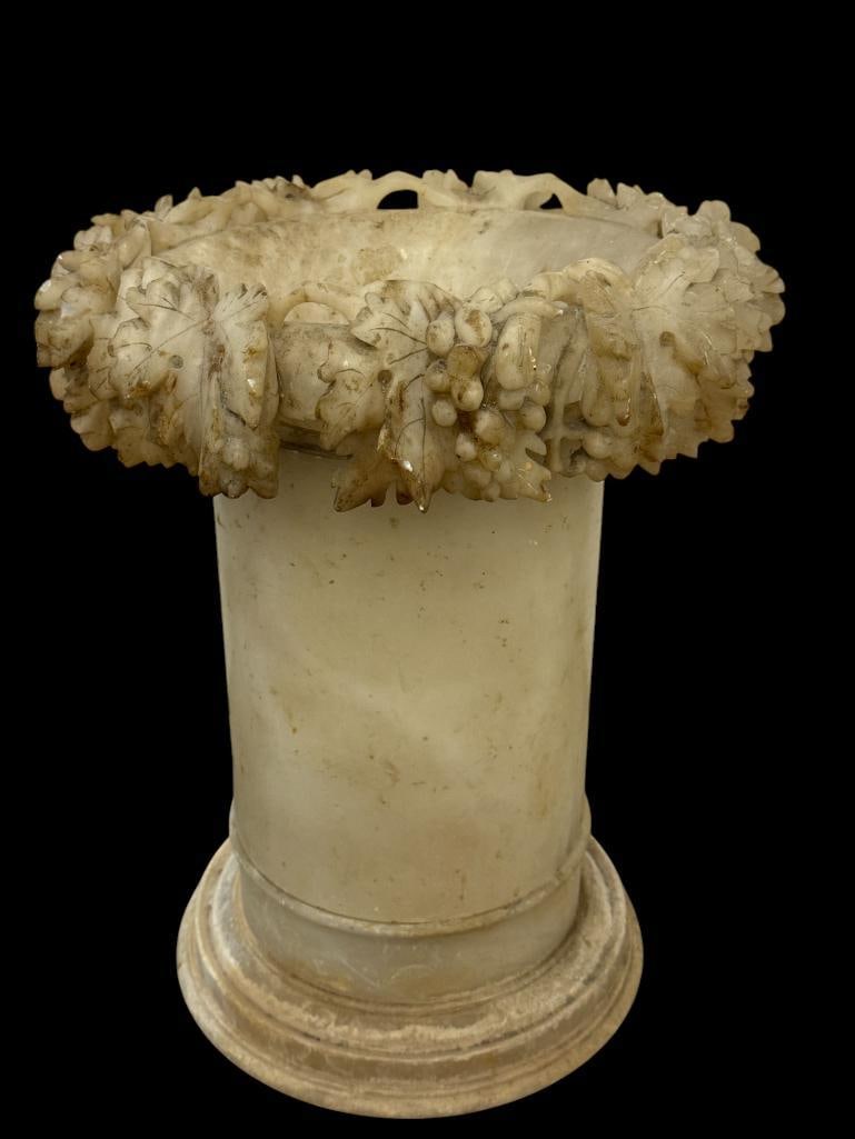 Alabaster with Carved Leaf Design Umbrella Stand (1 of 10)