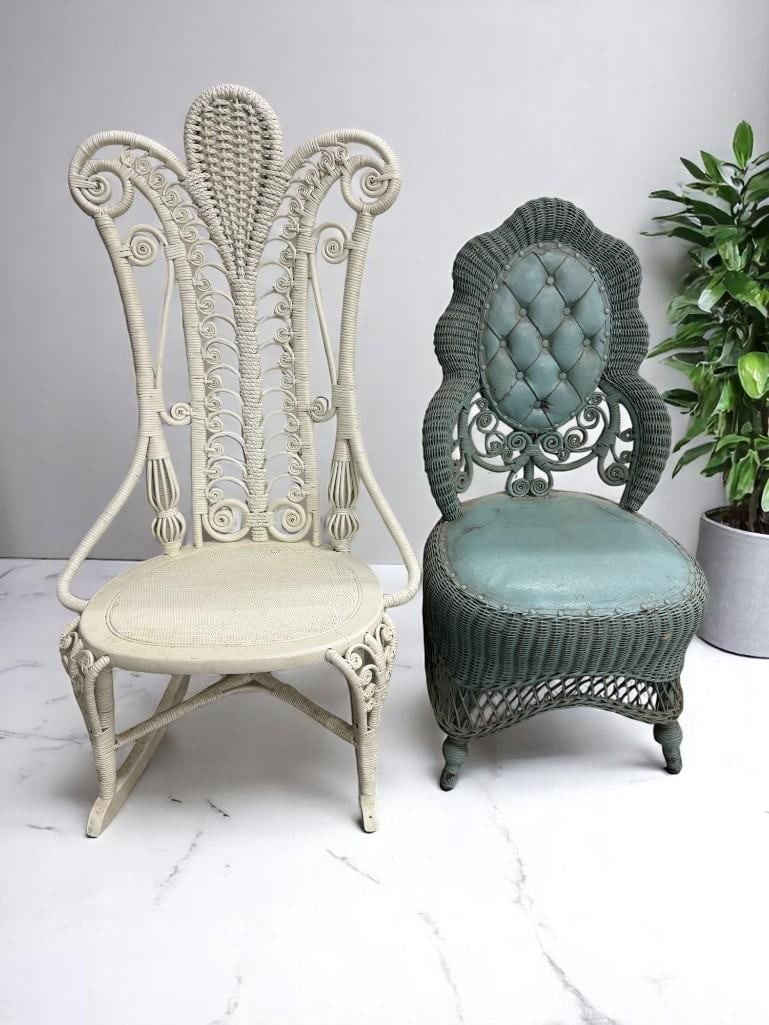 Wakefield Rattan Co. Rocker and Upholstered Wicker Chair (1 of 9)