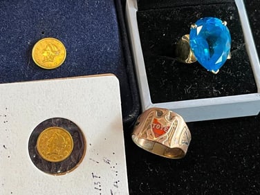 U.S. 1 Dollar Gold Coins, 14k Ring and more