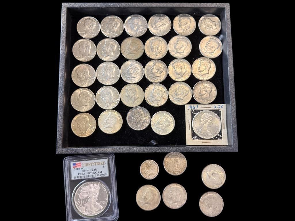 2010 Silver Eagle, Silver Kennedy Half Dollars and more: 2010 Silver Eagle, 40% Silver Kennedy Half Dollars and more.