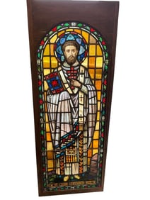 Leaded Glass Window of a  Religious Figure