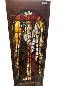 Leaded Glass Window of a  Religious Figure