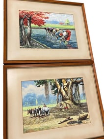 Two A.J.T. James signed Gouache