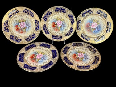 Aynsley England Gilt Hand Painted Plates