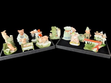 12 German Fairing Pig Figurines, Vases etc
