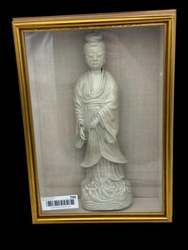 Chinese Statue of a Woman in shadow box frame
